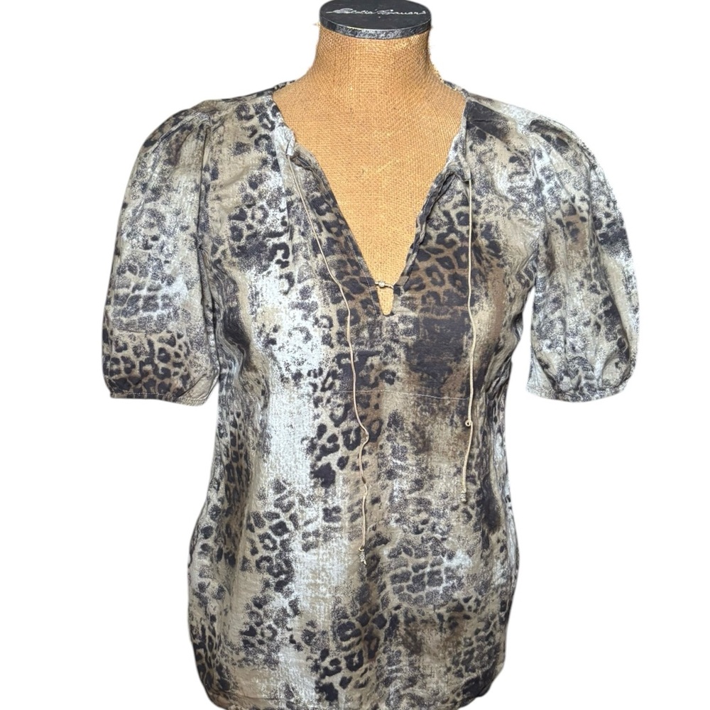 Calvin Klein Leopard Print V-Neck Women's Top Size M